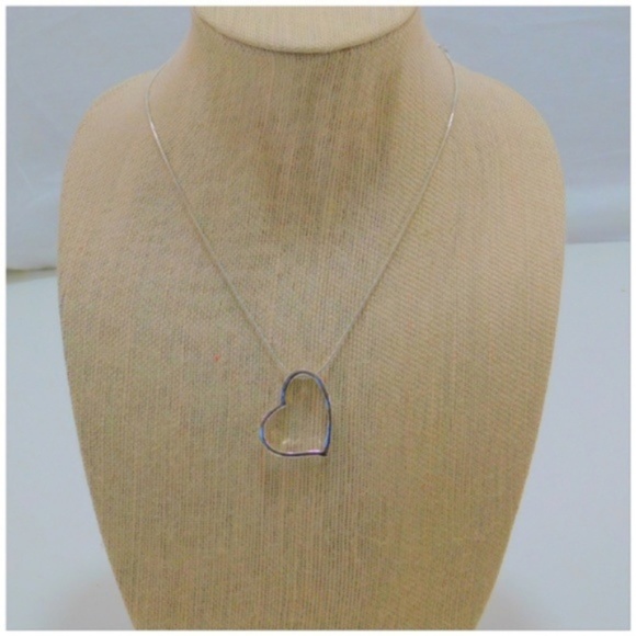 Silvertone Heart Pendant Necklace - Picture 2 of 8